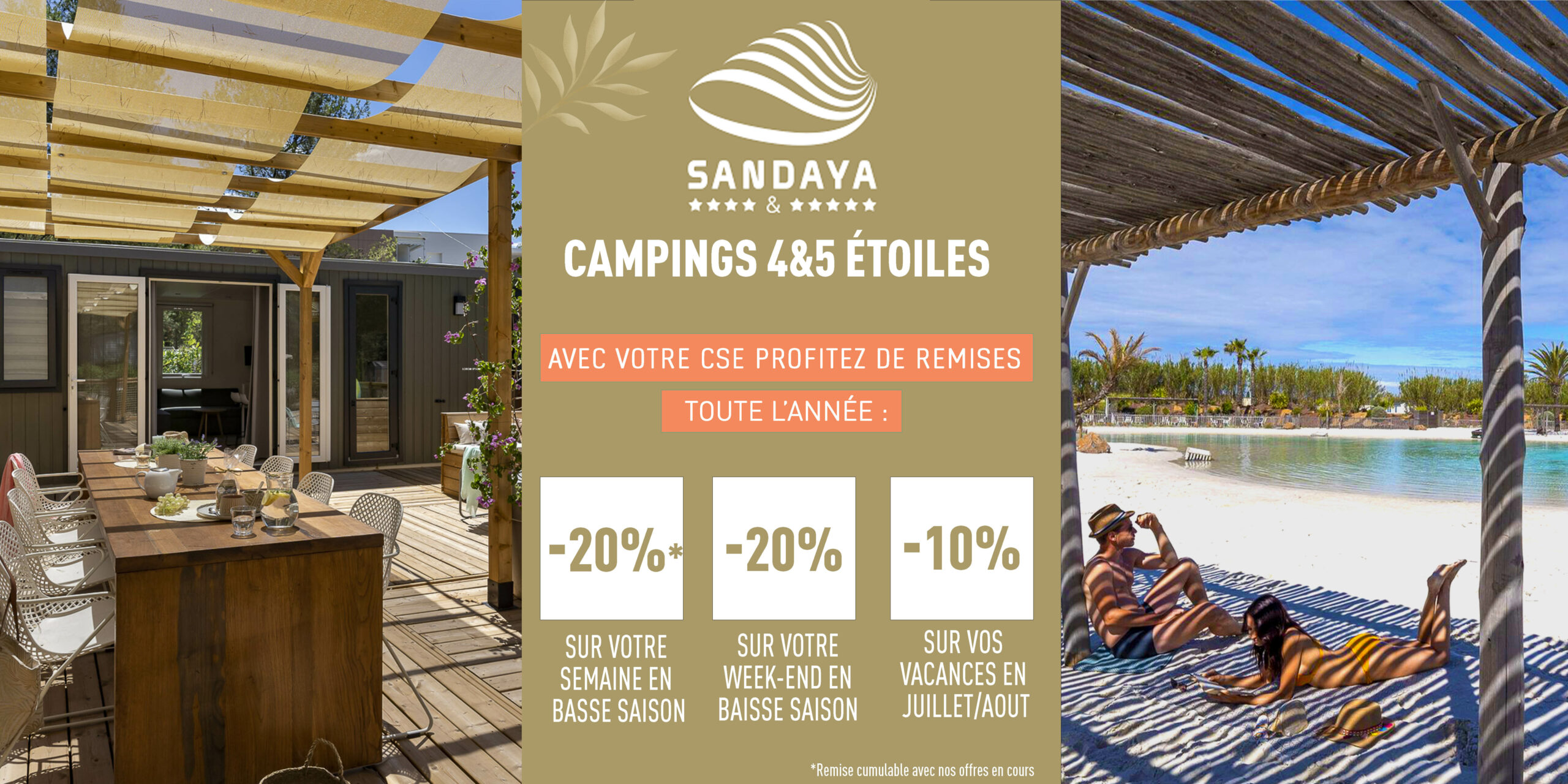Sandaya - Jusqu'à 20 % de remise sur votre séjour en France ou à l'étranger